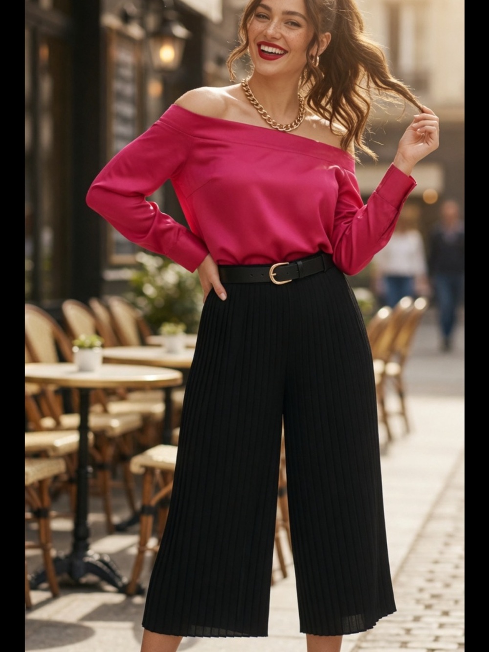 Bardot Black Pleated Cropped Wide Legged Pants 8 M